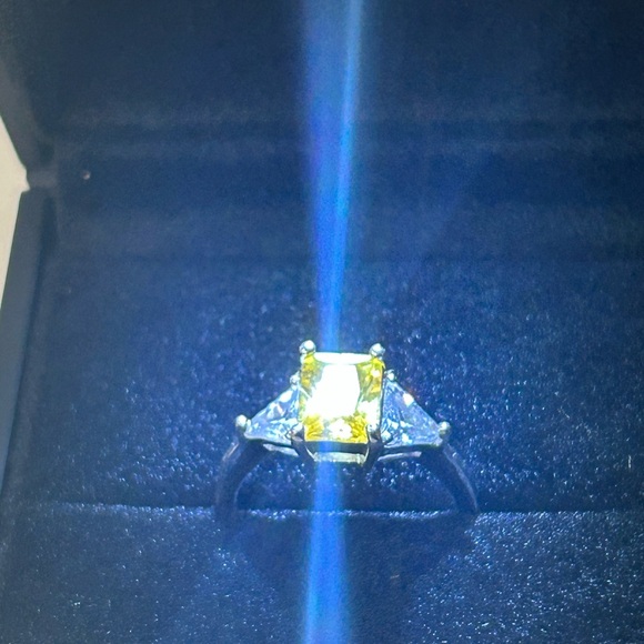 Jewelry - Elegant Silver and Yellow Gemstone Ring